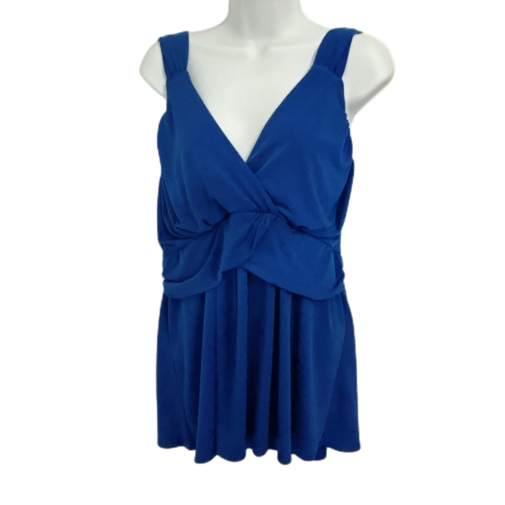 Torrid Draped V Neck Peplum Tank Top Classic Summer Business Casual Blue Size 2X